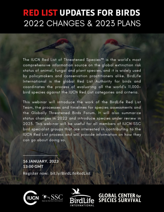 IUCN鸟类红色名录研讨会将于1月16日21：00召开2.png
